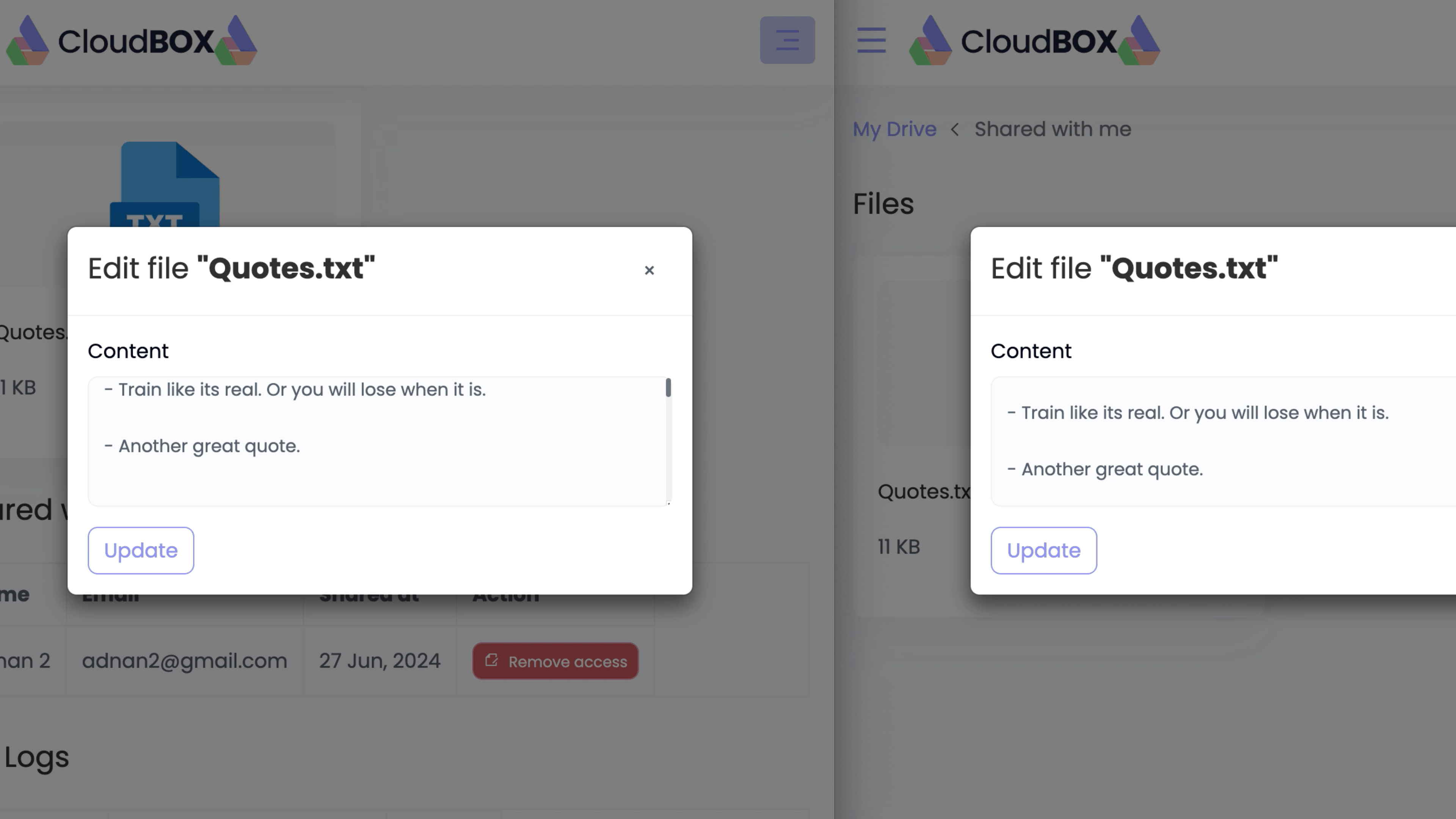 Making collaboration realtime using Node JS - File manager in Laravel and React JS